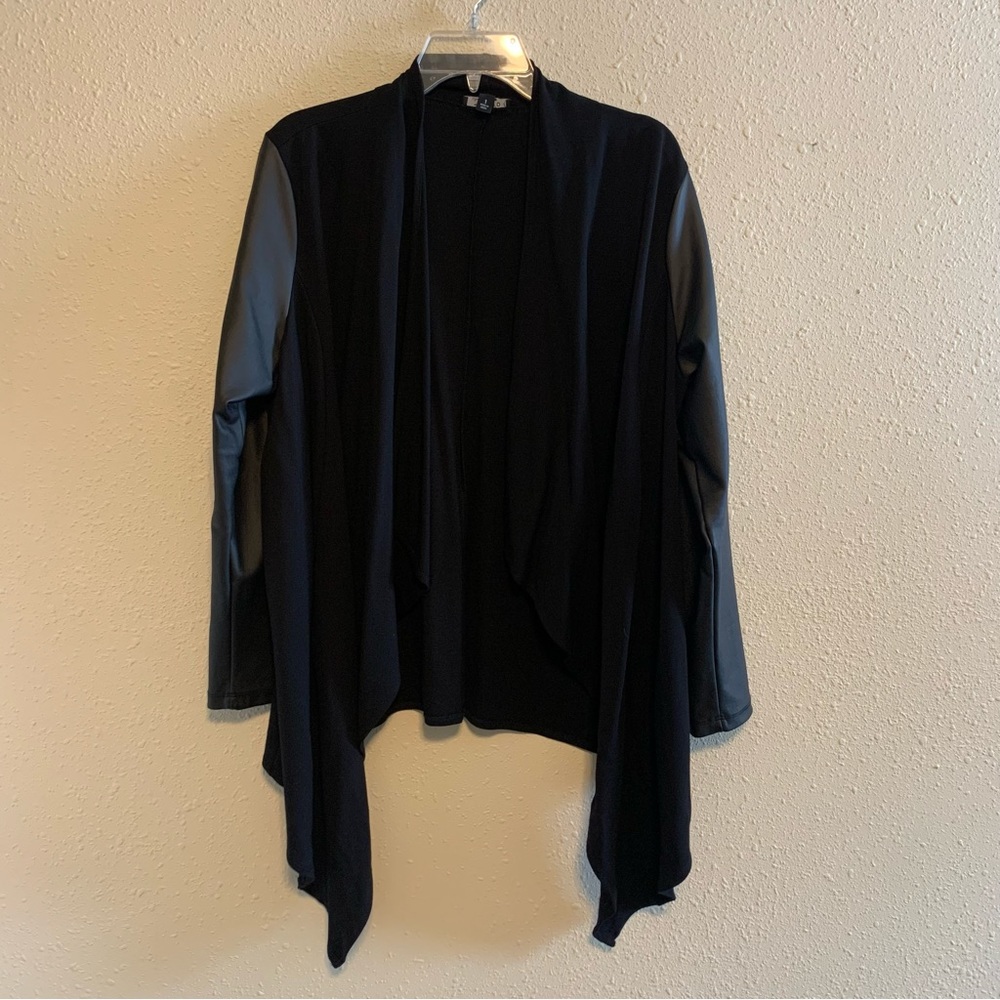 Torrid Black Ponte & Faux Leather Draped Front